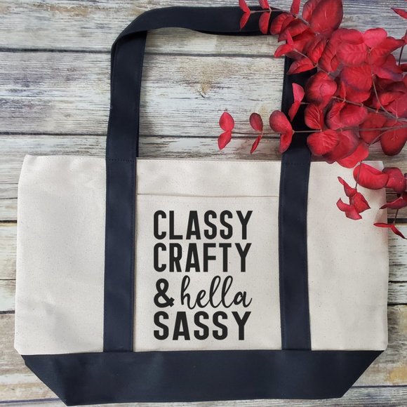 Handbags - Classy, Crafty and Hella Sassy Canvas Tote bag